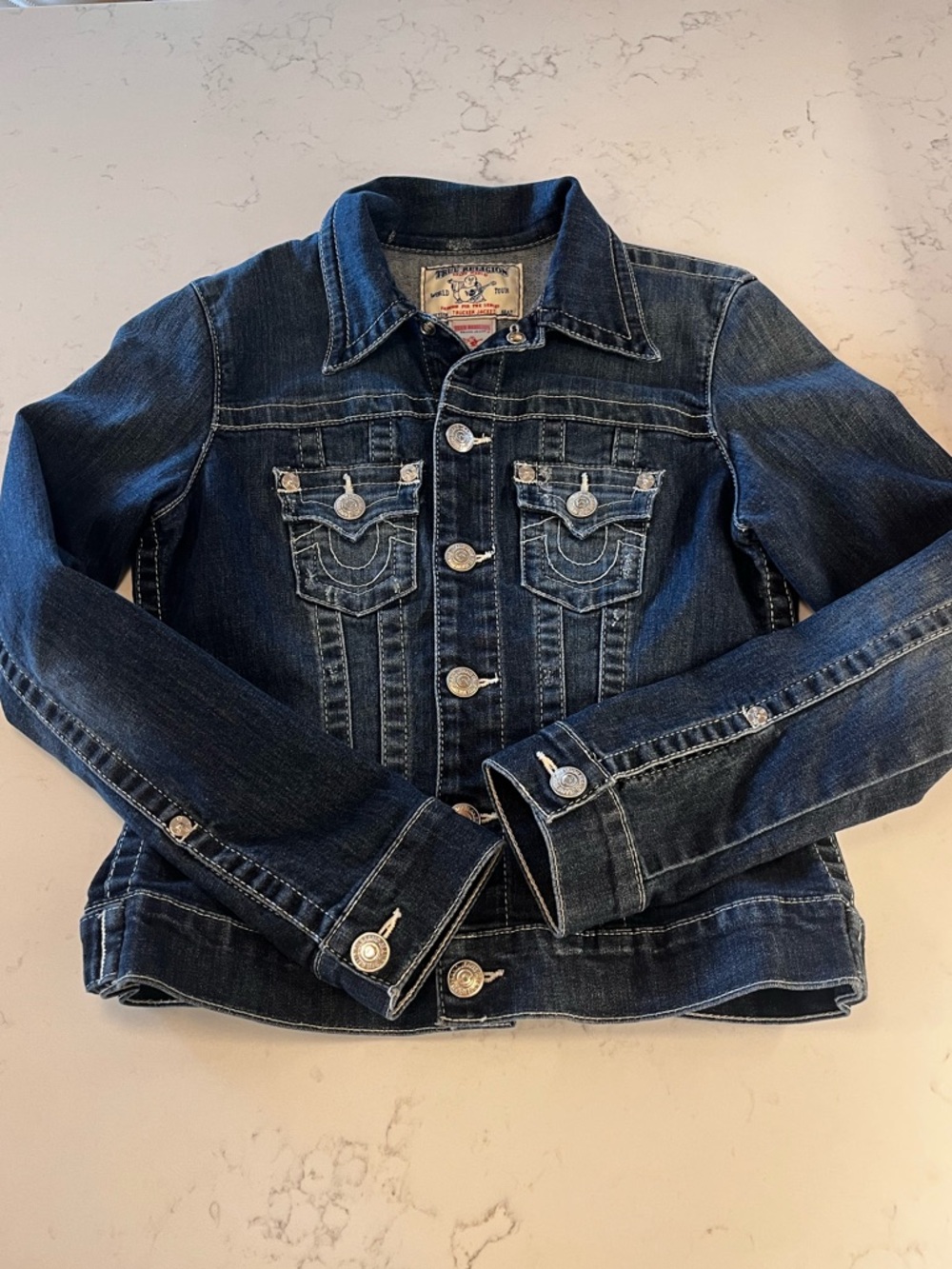 True Religion Denim Trucker Jacket with Snap Buttons EUC Size Small - Picture 4 of 11